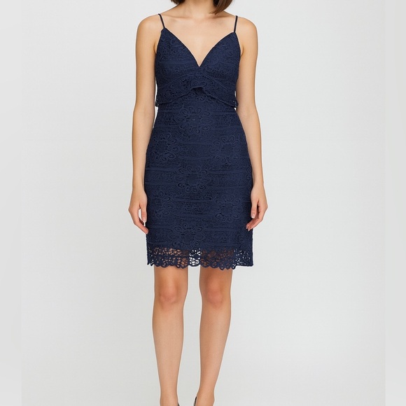 Guess Blue Lace Mini Dress Sweetheart Neckline - Picture 1 of 6